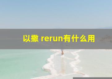 以撒 rerun有什么用